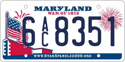 MD license plate 6AC8351