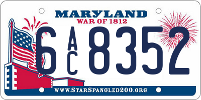 MD license plate 6AC8352