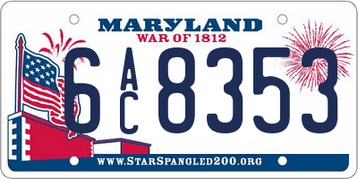 MD license plate 6AC8353