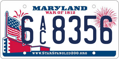 MD license plate 6AC8356