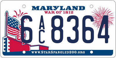 MD license plate 6AC8364