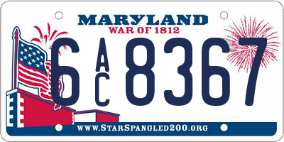 MD license plate 6AC8367