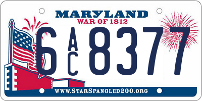 MD license plate 6AC8377