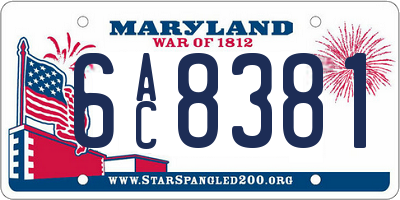 MD license plate 6AC8381