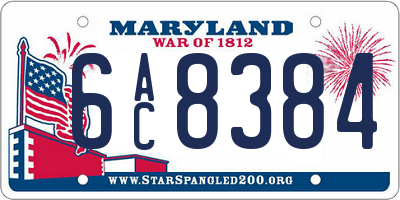 MD license plate 6AC8384
