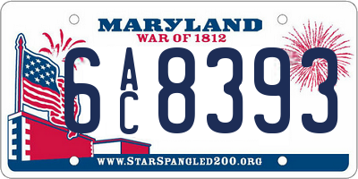MD license plate 6AC8393
