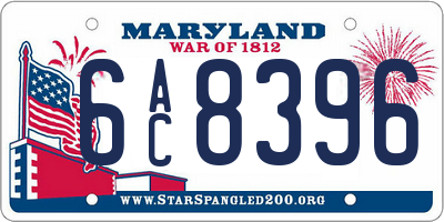 MD license plate 6AC8396