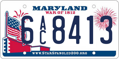 MD license plate 6AC8413