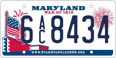 MD license plate 6AC8434