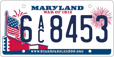 MD license plate 6AC8453