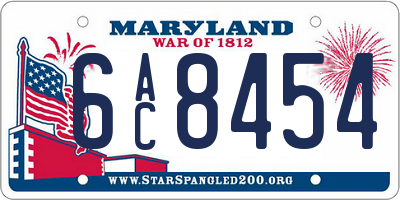 MD license plate 6AC8454