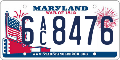 MD license plate 6AC8476