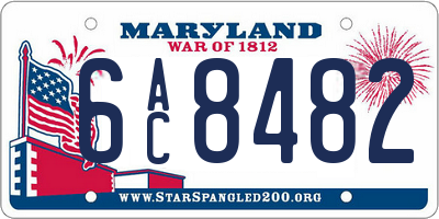 MD license plate 6AC8482