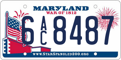 MD license plate 6AC8487