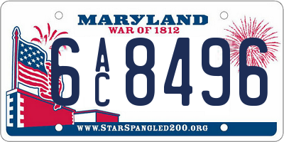 MD license plate 6AC8496