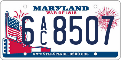MD license plate 6AC8507