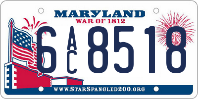 MD license plate 6AC8518