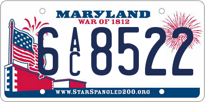 MD license plate 6AC8522