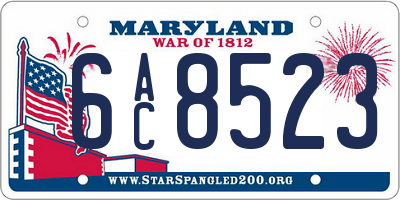 MD license plate 6AC8523
