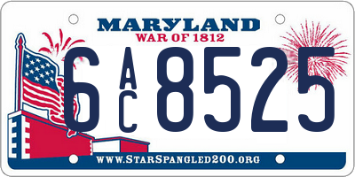 MD license plate 6AC8525