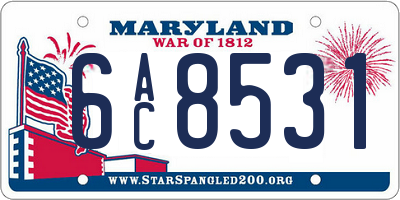 MD license plate 6AC8531