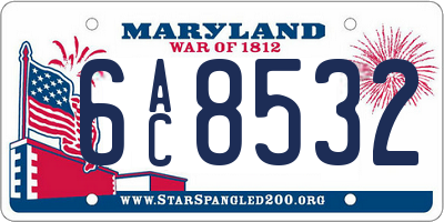 MD license plate 6AC8532