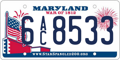 MD license plate 6AC8533