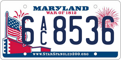 MD license plate 6AC8536