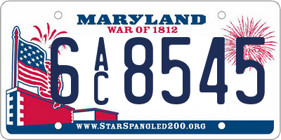 MD license plate 6AC8545