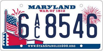 MD license plate 6AC8546
