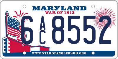 MD license plate 6AC8552