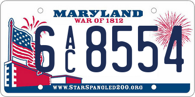 MD license plate 6AC8554