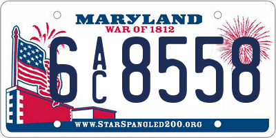 MD license plate 6AC8558