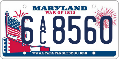MD license plate 6AC8560