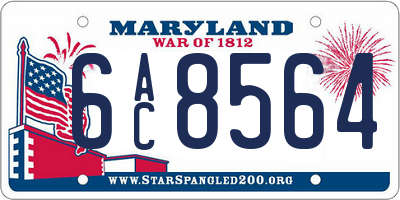 MD license plate 6AC8564