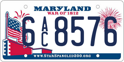 MD license plate 6AC8576
