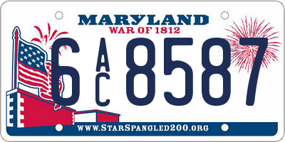 MD license plate 6AC8587