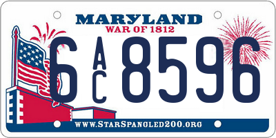 MD license plate 6AC8596