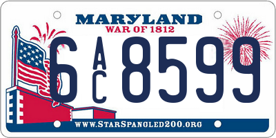 MD license plate 6AC8599