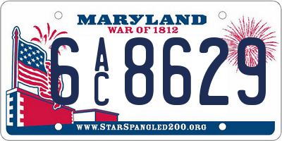 MD license plate 6AC8629