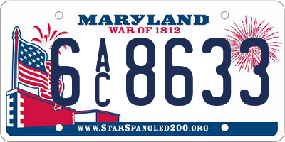 MD license plate 6AC8633