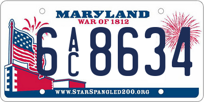 MD license plate 6AC8634