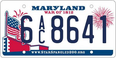 MD license plate 6AC8641