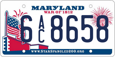 MD license plate 6AC8658