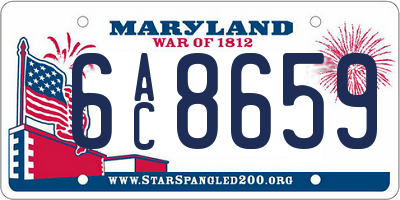 MD license plate 6AC8659