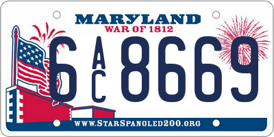 MD license plate 6AC8669