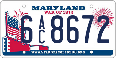 MD license plate 6AC8672