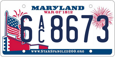 MD license plate 6AC8673