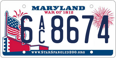 MD license plate 6AC8674
