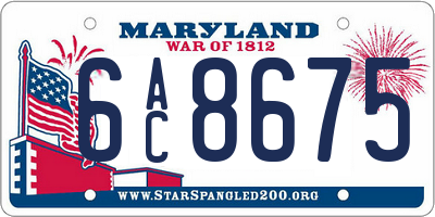 MD license plate 6AC8675